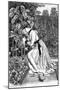 Woman Gardening in a Garden-J King-Mounted Art Print