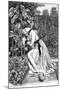 Woman Gardening in a Garden-J King-Mounted Premium Giclee Print