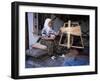 Woman Gathering Dyed Wool in Carpet Workshop, Kusadasi, Anatolia, Turkey, Eurasia-Gavin Hellier-Framed Photographic Print