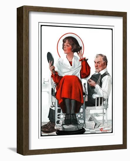 "Woman Gets Bob at Barbershop,"January 17, 1925-Elbert Mcgran Jackson-Framed Giclee Print