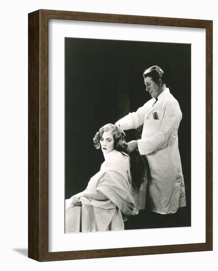 Woman Getting a Haircut-null-Framed Photo