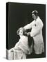 Woman Getting a Haircut-null-Stretched Canvas