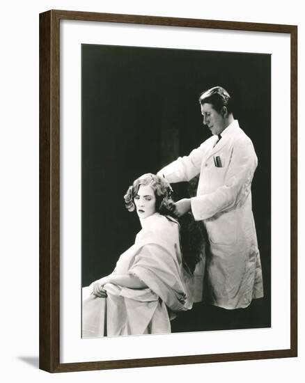 Woman Getting a Haircut-null-Framed Photo