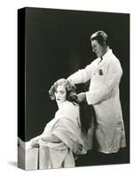 Woman Getting a Haircut-null-Stretched Canvas