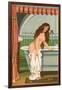 Woman Getting into Bathtub-null-Framed Art Print