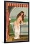 Woman Getting into Bathtub-null-Framed Art Print