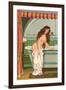 Woman Getting into Bathtub-null-Framed Art Print