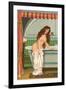 Woman Getting into Bathtub-null-Framed Art Print