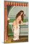 Woman Getting into Bathtub-null-Mounted Art Print