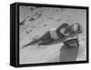 Woman Getting Sun Tan at the Beach-Peter Stackpole-Framed Stretched Canvas