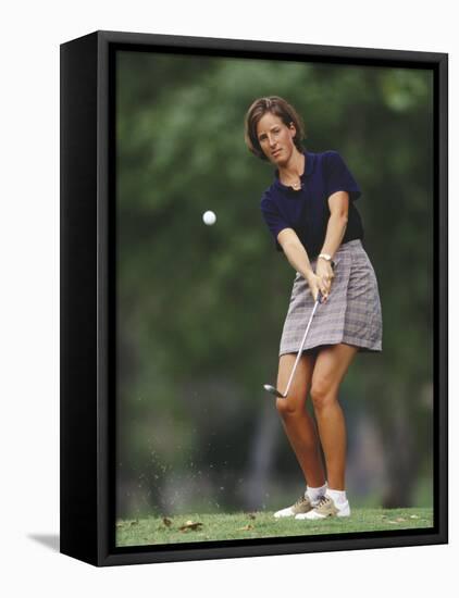 Woman Golfer in Action-Chris Trotman-Framed Stretched Canvas