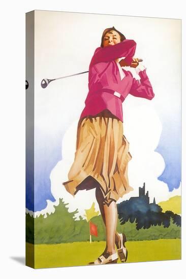 Woman Golfer-null-Stretched Canvas