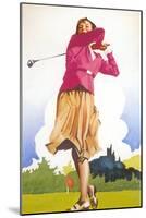 Woman Golfer-null-Mounted Art Print