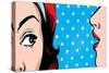 Woman Gossip, Polka Dots Retro Background-lavitrei-Stretched Canvas