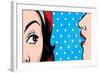 Woman Gossip, Polka Dots Retro Background-lavitrei-Framed Art Print