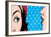 Woman Gossip, Polka Dots Retro Background-lavitrei-Framed Art Print