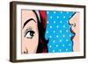 Woman Gossip, Polka Dots Retro Background-lavitrei-Framed Art Print