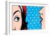 Woman Gossip, Polka Dots Retro Background-lavitrei-Framed Art Print