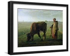 Woman Grazing Her Cow, 1858-Jean-François Millet-Framed Giclee Print