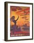 Woman Hails Aviation Week In Champagne, France-Ernest Montaut-Framed Art Print