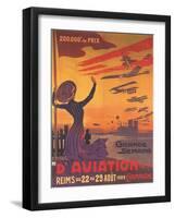 Woman Hails Aviation Week In Champagne, France-Ernest Montaut-Framed Art Print