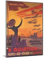 Woman Hails Aviation Week In Champagne, France-Ernest Montaut-Mounted Art Print