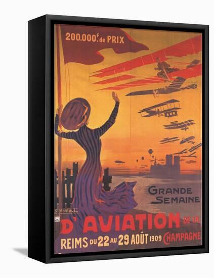 Woman Hails Aviation Week In Champagne, France-Ernest Montaut-Framed Stretched Canvas