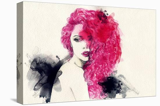 Woman . Hand Painted Fashion Illustration-Anna Ismagilova-Stretched Canvas