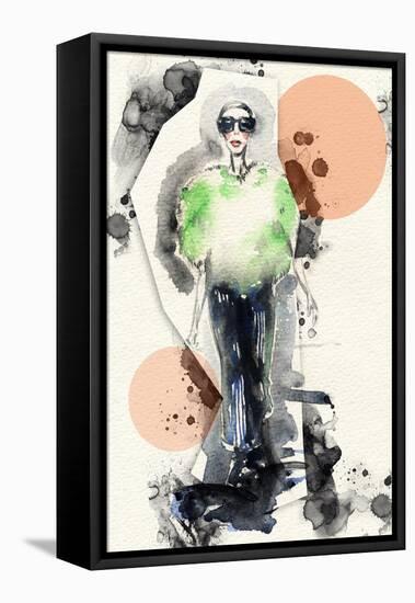 Woman . Hand Painted Fashion Illustration-Anna Ismagilova-Framed Stretched Canvas