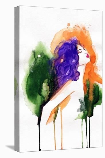 Woman . Hand Painted Fashion Illustration-Anna Ismagilova-Stretched Canvas