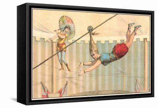 Woman Hanging by Hair and Tight Rope Walker-null-Framed Stretched Canvas