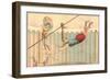 Woman Hanging by Hair and Tight Rope Walker-null-Framed Art Print