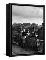 Woman Hanging Wash in a Dublin Slum-Tony Linck-Framed Stretched Canvas