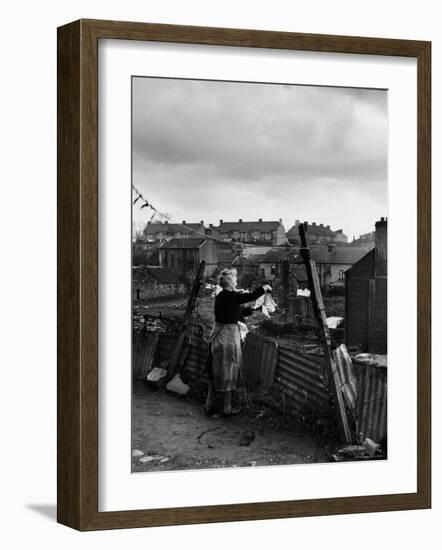 Woman Hanging Wash in a Dublin Slum-Tony Linck-Framed Photographic Print