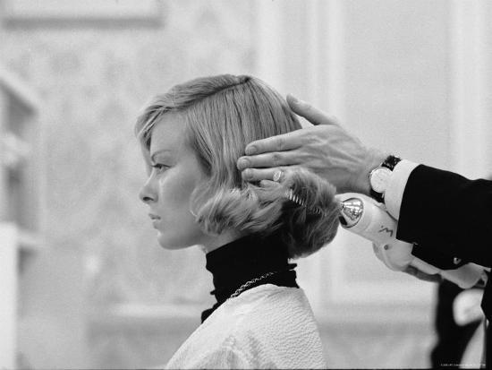 Woman Having Her Hair Styled at Hair Salon at Saks Fifth Avenue'  Photographic Print - Yale Joel | AllPosters.com