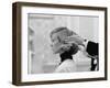 Woman Having Her Hair Styled at Hair Salon at Saks Fifth Avenue-Yale Joel-Framed Photographic Print