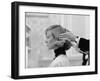 Woman Having Her Hair Styled at Hair Salon at Saks Fifth Avenue-Yale Joel-Framed Photographic Print