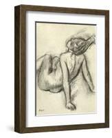 Woman Having Her Hair Styled (Charcoal on Paper)-Edgar Degas-Framed Giclee Print