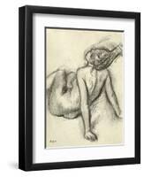 Woman Having Her Hair Styled (Charcoal on Paper)-Edgar Degas-Framed Giclee Print