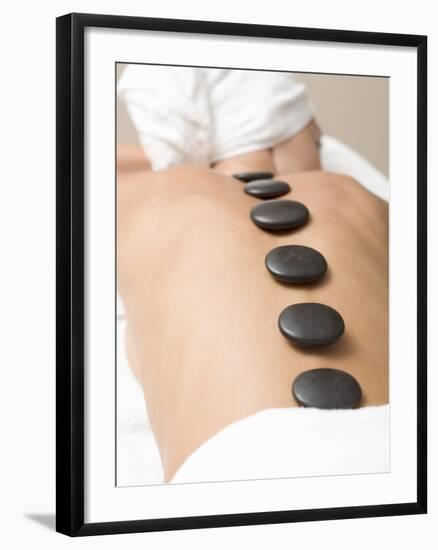 Woman Having Lastone Therapy (Healing Therapy Using Stones)-null-Framed Photographic Print