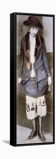 Woman Hiding Illegal Bottles of Beer under Skirt in Special Underwear Pockets, American Prohibition-null-Framed Stretched Canvas