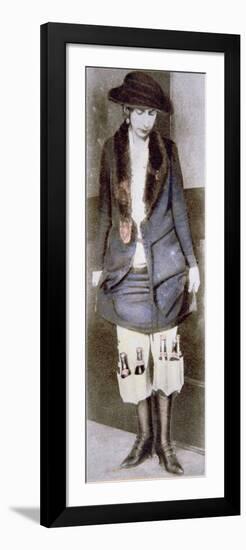 Woman Hiding Illegal Bottles of Beer under Skirt in Special Underwear Pockets, American Prohibition-null-Framed Giclee Print