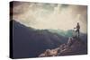 Woman Hiker on a Top of a Mountain-NejroN Photo-Stretched Canvas