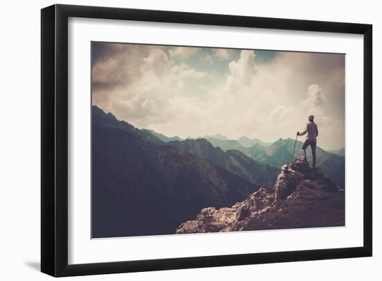 Woman Hiker on a Top of a Mountain-NejroN Photo-Framed Photographic Print