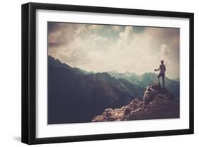 Woman Hiker on a Top of a Mountain-NejroN Photo-Framed Photographic Print