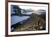 Woman Hiking Near Mount Olympus and Blue Glacier-Colin Brynn-Framed Photographic Print