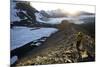 Woman Hiking Near Mount Olympus and Blue Glacier-Colin Brynn-Mounted Photographic Print