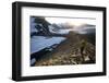 Woman Hiking Near Mount Olympus and Blue Glacier-Colin Brynn-Framed Photographic Print