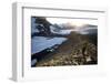 Woman Hiking Near Mount Olympus and Blue Glacier-Colin Brynn-Framed Photographic Print