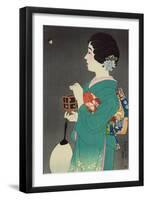 Woman Hold Box to Catch Fireflies-null-Framed Art Print